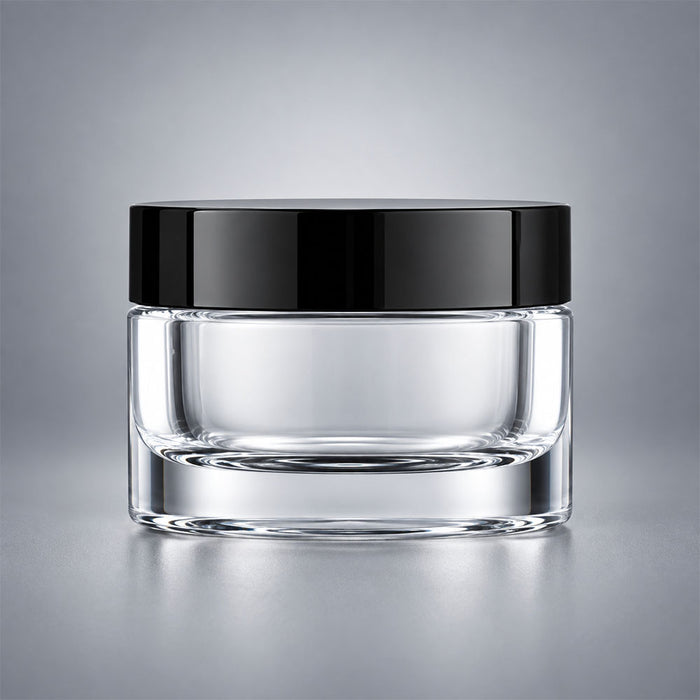 Frasco de vidrio Licata con tapa de rosca negra de 50 ml
